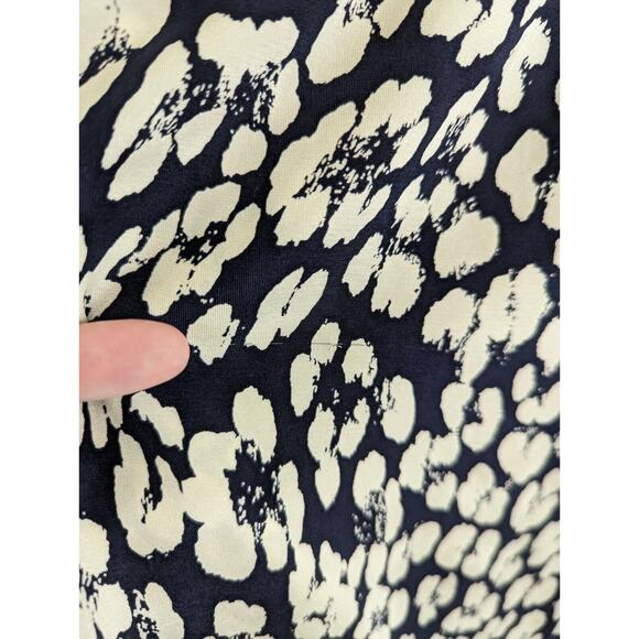 Sea New York Silk Blend Dress Navy Leopard Print Short Sleeve Drawstring, Size 6 - Picture 12 of 12